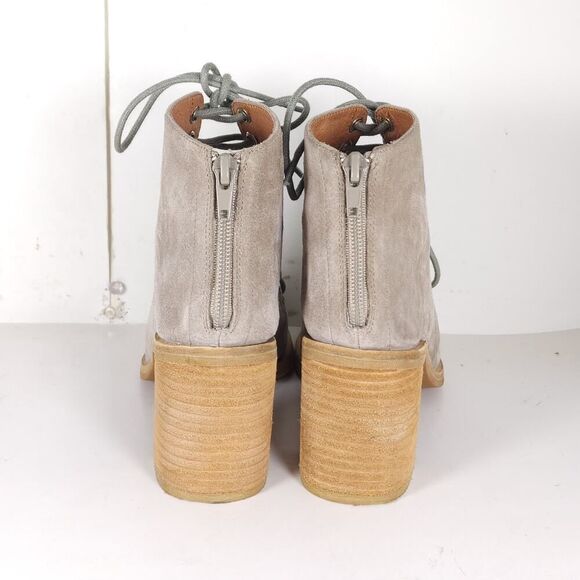 Jeffrey Campbell Women's Cors US7,5 Taupe Suede Square Toe Lace-up Ankle Booties - Picture 10 of 16